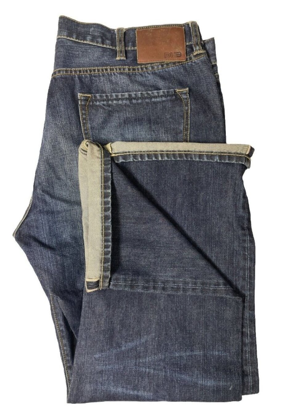 DH3 Selvage Selvedge Jake Mens 42x32 Dark Blue Denim Jeans Straight Leg